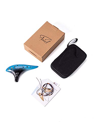 Image of aa‚¬A inchOcean Notesaa‚¬A 12 Hole Sweet Potato Ocarina Graceful Shape Pottery Ocarina in Alto C (Blue & Black)