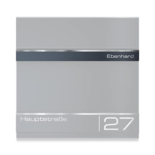 Metzler Edelstahl Briefkastenschild - V2A Edelstahl-Namensschild - Ersatzschild für Hermann Briefkästen - Selbstklebende Ruckseite - Individuelle Beschriftung