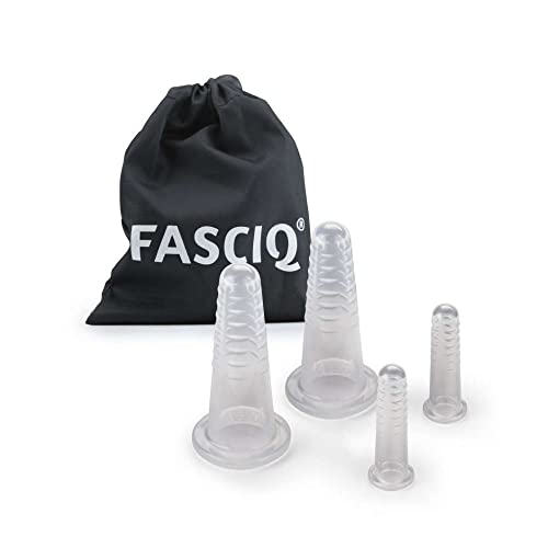 Juego de ventosas faciales FASCIQ | Piel brillante y antienvejecimiento | Piel más suave y firme | Diseño único GRIP | Silicona de grado FDA | 4 piezas | 2 (1,5x5cm) y 2 (3,8x8cm)
