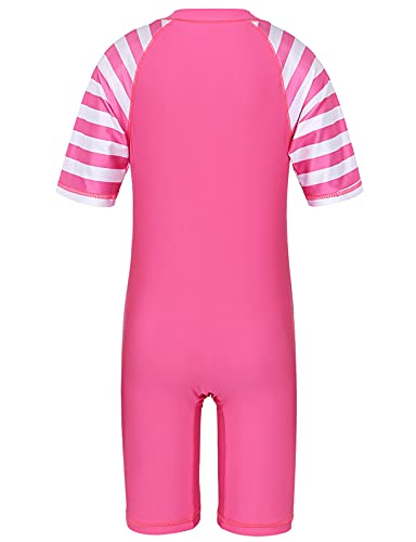 Image of TFJH E 1PCS Girls Short Sleeve Swimsuits UV 50+ Bathing Suits Sunsuits Zipper 2-14Y