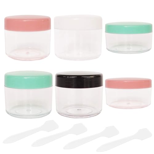 6 barattoli vuoti in plastica per cosmetici, 10 ml e 20 ml, contenitori da viaggio trasparenti con coperchio, spatole per crema e trucco