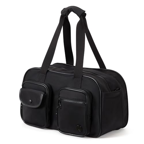 Travel Duffel Bag Gym Bag: Duffle Bag Carry On Bag - Travel Set With Wet Pocket Water Resistant - Weekender Bags for Women Personal Item Travel Bag (Elegant Black 22L)