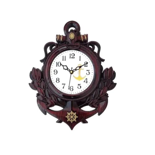 Image of Large Wall Clock - Silent Non-Ticking Analog Clock for Living Room, Bedroom, or Hall Decorative Round Home Decor Clock (Dark Brown-31x12) G