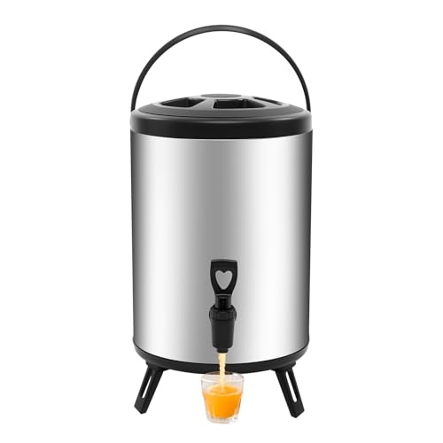 Dispensador aislado de bebidas frías y calientes, 8 l, con grifo, acero inoxidable, recipiente aislante, para café, leche y zumo - imagen 8