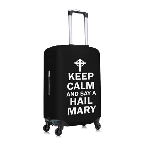 Keep Calm and Say A Hail Mary Religion Travel Luggage Cover Suitcase Protector Fits 29-32 Inch Case(Black,XL)2