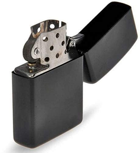 Image of Alkey Premium Refillable Metal Lighter - Flip Top Pocket Lighter with Classic Matte Finish | Durable & Reusable Fluid Lighter for Outdoor, Camping, BBQ, Travel & Everyday Use (Black)