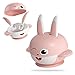 Set di stoviglie per bambini,Senza BPA,Ciotola per addestramento con Cucchiai e forchette per bambini,Simpatica tovaglietta antiscivolo per bebè a forma di coniglio con forte ventosa,Rosa