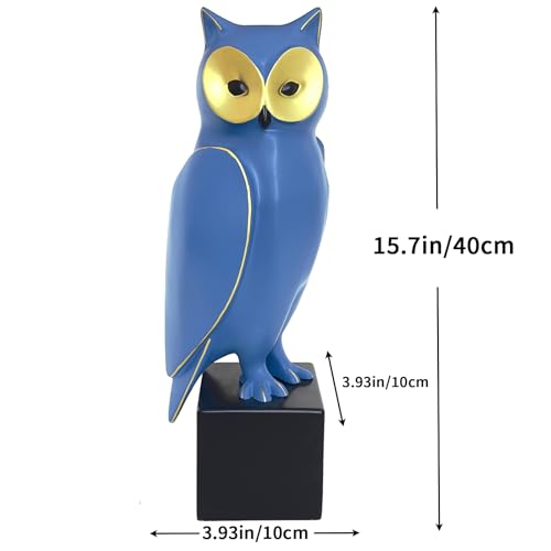 Estatua de Búho de Resina Azul Real 15.7 Pulgadas miniatura 3