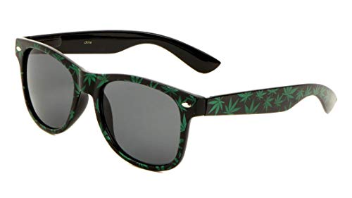 Black & Green Weed Leaf Classic Square Sunglasses