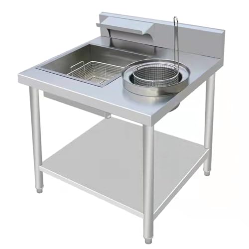 DKKDETOHO Commercial Fried Food Prep Table - Stainless Steel Breading Work Station for Fried Foods, Chicken Thighs, Chicken Nuggets, Donuts