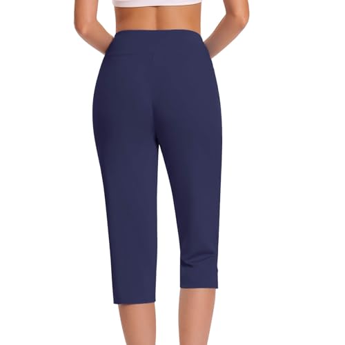 bmkBWO Capri Pants for Women Plus Size,High Waisted Pull On Dressy Work Pants Comfy Summer Cropped Slacks Yoga Pant3