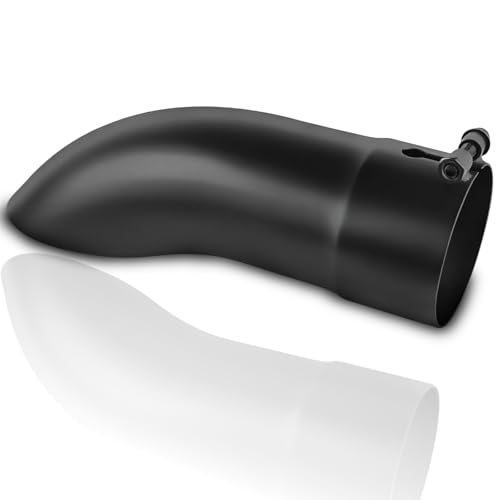 Image of MuHize 3.5 Inch Inlet Turn Down Exhaust Tip Black, 3.5 inch Outlet 12 inch Length