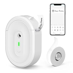 N12 Label Maker Machine with Tape, Portable Bluetooth Wireless Mini Handheld Sticker Printer, Inkless with Multiple Templates for Organising Home, Office, School, Kitchen Storage & Barcode, White
