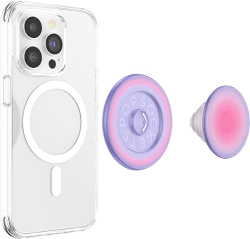 PopSockets Phone Grip for MagSafe with Kickstand, Magnetic Stand, Swappable Top, Secure Hold for iPhone MagSafe Cases, Phone & Tablet Grip, Cute PopSockets - Aura