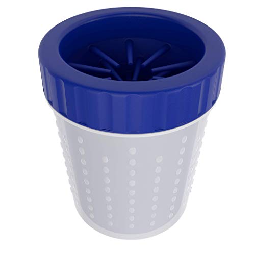 bonAMICO Tidy Buddy Teo, Tragbarer Pfotenreiniger für kleine Hunde und Katzen, sanfter Pfoten Reiniger im Becher mit Silikon-Borsten zum Herausnehmen, Schnelle Pet Reinigung, in Blau