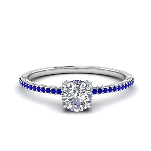 Image of Choose Your Gemstone Delicate Hidden Halo Diamond CZ Ring 925 Sterling Silver Round Shape Petite Engagement Rings Minimal Modern Design Birthday Gift Wedding Gift US Size 4 to 12