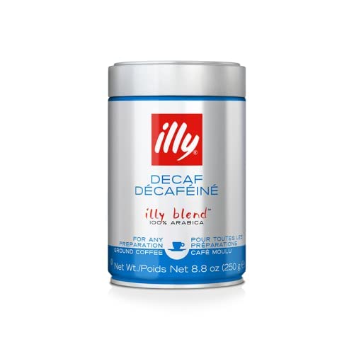 illy Caffe Decaffeinated Ground Coffee (Medium Roast, Green Band) Coffee, 8.8 Ounce Tin
