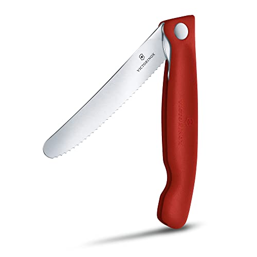 Victorinox Swiss Classic Foldable Paring Knife With Wavy Edge - Innovative & Ergonomic Knife - 4.3" - Red #TOP2
