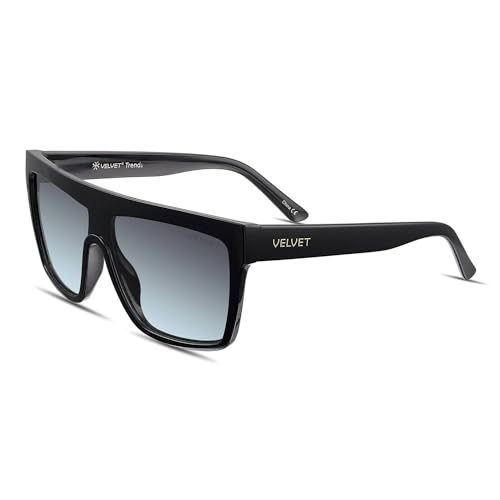 Velvet Eyewear Womens Shield Sunglass Style Melania in Black - Aqua- 100% UV Protection - Designed for Women - Designed in the USA3
