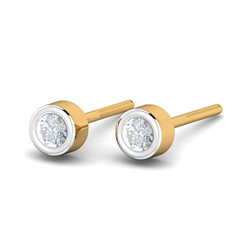 KuberBox 18KT Yellow Gold Diamond Gozde Tiny Solitaire Stud Earrings for Women - Image 4