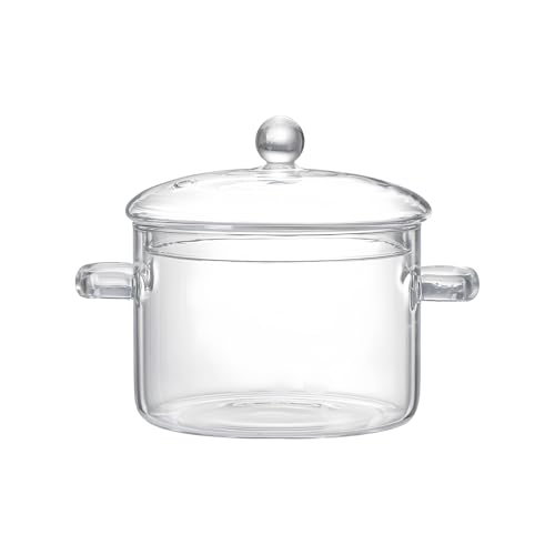 Pot à soupe transparent en verre épais résistant à 400°C avec couvercle - 4