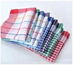 RISHABH Cotton Cleaning Dusting Cloth Table Napkin Multipurpose Kitchen Towel (Multi-Coloured)-Pack of 12 (18X18 INCH)