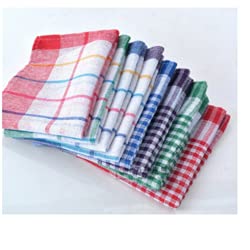 RISHABH Cotton Cleaning Dusting Cloth Table Napkin Multipurpose Kitchen Towel (Multi-Coloured)-Pack of 12 (18X18 INCH)