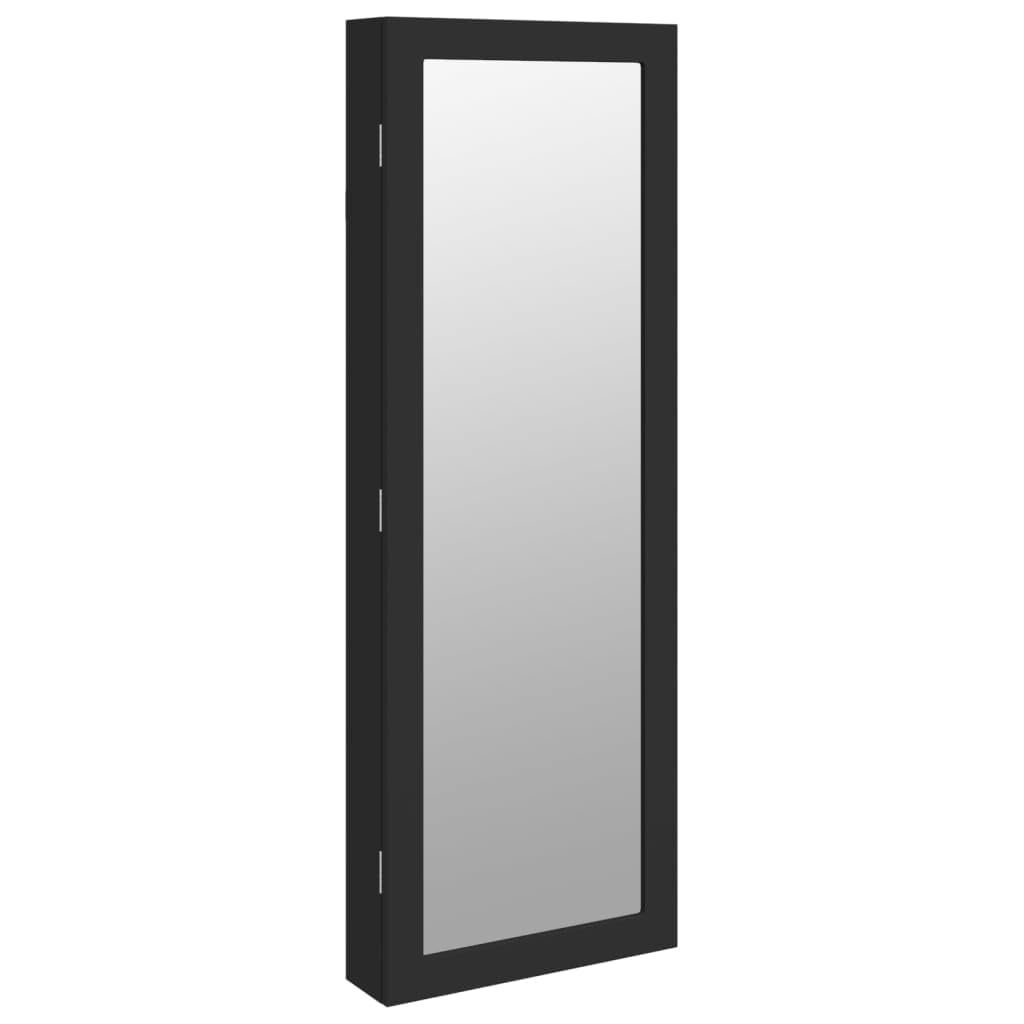 Artículos para el hogar, armario de joyería con espejo con luces LED, montado en la pared, negro, muebles de traje