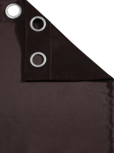 Image of Home Sizzler 1 Piece Thermal Insulated Solid Blackout Triple-Weave Grommet Polyester Curtains - 9 Feet Long, Brown