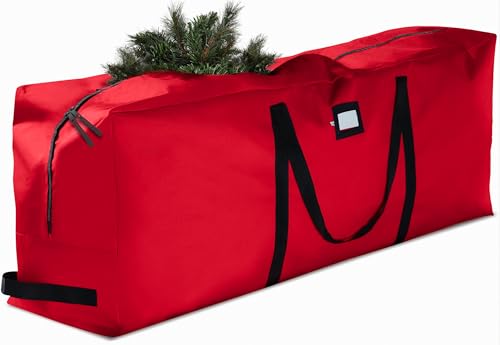 Zober Christmas Tree Storage Bag - Fits 7.5 Ft Artificial Trees - Tear Proof 600D Oxford Fabric Waterproof Christmas Tree Bag For Storage Box For Xmas - Strong, Durable Handles - Card Slot - Red
