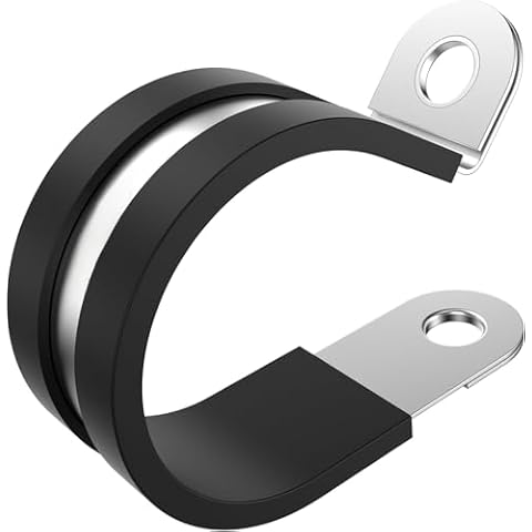 LAZIRO 20 Pack 1-1/2 Inch Cable Clamps with updated Riveted Reinforce, 304 Stainless Steel Rubber Cushioned Insulated Clamp, Loop Clamps, Pipe Clamps, Metal Wire Clamps for Wiring, Pipes and Hoses Cover