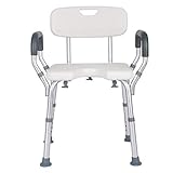 Shower Chair with Arms and Back Heavy Duty Shower Bench Bath Seat Stool for The Seniors Elderly, Disabled, Handicap Bathtub Showering, Height Adjustable Max. 150kg
