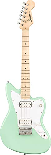Image of Fender Squier 3 /4-Size Kids Mini Jazzmaster Electric Guitar - Surf Green Bundle with Amplifier, Instrument Cable, Tuner, Strap, Picks, Online Lessons, and Austin Bazaar Instructional DVD