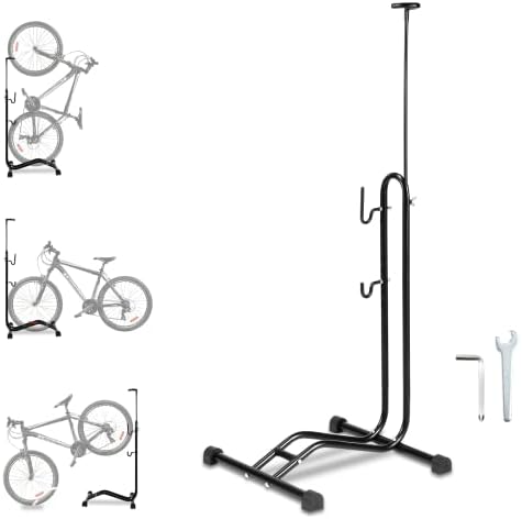 Ikodm 3 in 1 Fahrradständer bis 7cm Abstellständer bis 27.5" Fahrradgröße, Fahrräder Wartungsständer waagerecht und senkrecht Einhänge,Höhenverstellbaren,Anti Slip, schwarz, 42.5 *