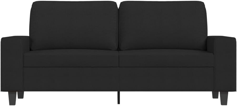2-Seater Sofa Black Fabric (100% Polyester) Living Room Furniture