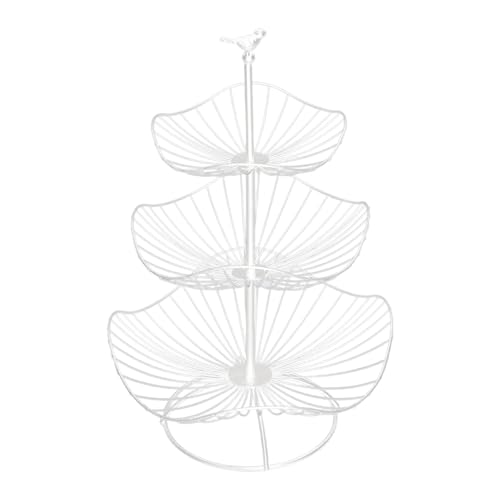 perfk, frutero de hierro multiusos, 3 niveles, organizador de bandejas para mesa de comedor, fiestas, cocina, banquetes, Blanco