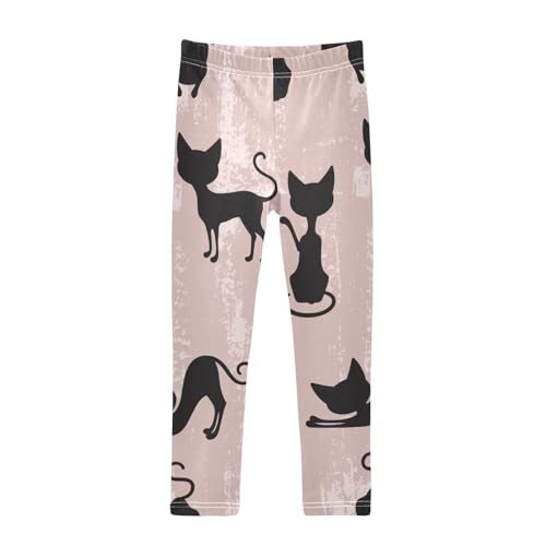Cute Cats Pattern Girls Leggings,Workout Leggings for Girls Toddler Athletic Leggings Size for 3-10T