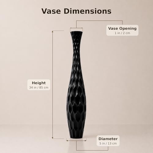 Image of Leewadee Large Floor Vase 34 inches Mango Wood for Pampas Grass, Dried Flowers