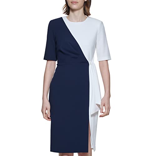 Calvin Klein Women's Dress, Colorbloack Sheath Dress, Indigo/White, 14 at  Amazon Women's Clothing store