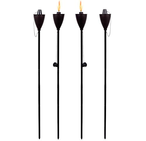 BIRDROCK HOME Outdoor Torches - Durable Construction, Modern Design, Weather Resistant, Citronella Oil Compatible, Ideal for Backyards, Patios, Pathways - Conical Bronze, 4 Pack - Thumbnail 3