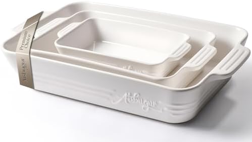 Ceramic Baking Dish Set, 3-Piece Casserole Dishes for Oven, Recta...