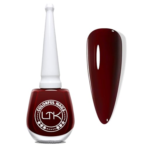 Esmalte de uñas rojo oscuro, 13 ml, brillante, de secado rápido y duradero, no tóxico, efecto natural brillante, esmalte de uñas regular, sin lámpara UV para manicura en casa (rojo vino)