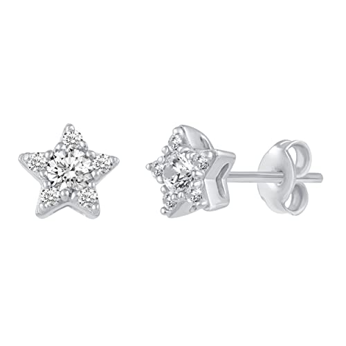 1/4 Ctw Natural Diamond Stud Earrings set in 925 Sterling Silver