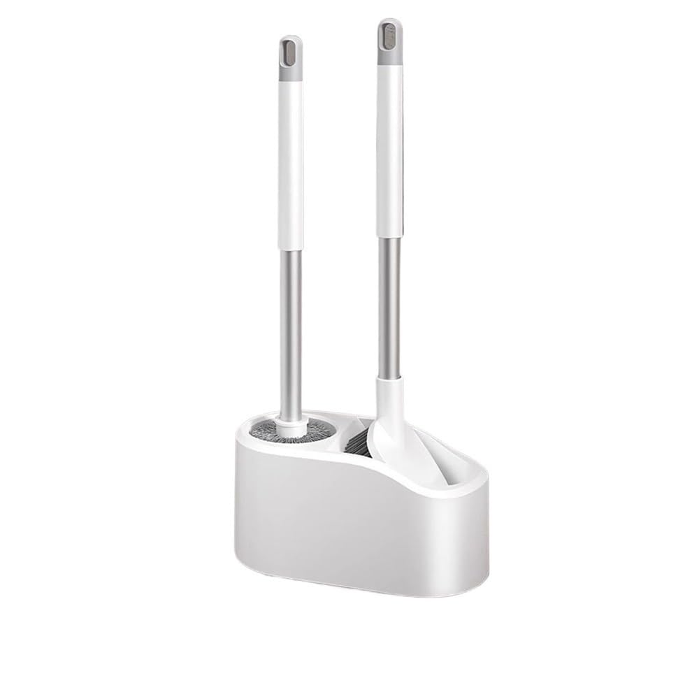 Cepillo de inodoro con base porosa para baño, fijación a la pared, juego de dos cepillos para inodoro, mango largo, cepillos de plástico