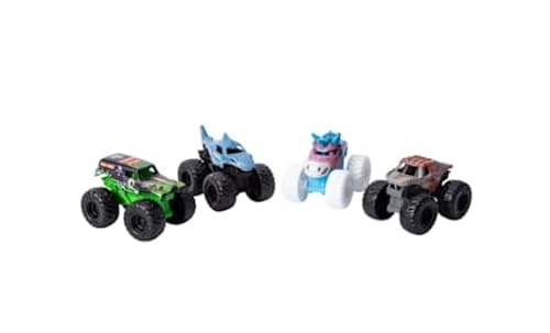 Monster Jam 1:72 Scale Die-Cast Monster Trucks 4-Pack – Grave Digger, Megalodon, Sparkle Smash & ThunderROARus, Spin Master, Ages 3+