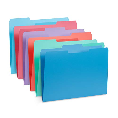 Blue Summit Supplies 30 Gem Tone Plastic File Folders, 1/3 Cut Tab, Letter Size, Assorted Colors, Great For Organizing And Easy File Storage, 30 Pack #TOP1
