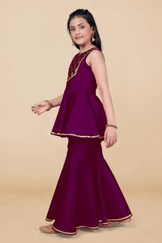 Image of Fashion Dream Girls Cotton Blend Printed Salwar Suit Set|Kids Kurta & Dhoti|Ethnic Wear|Sharara Set