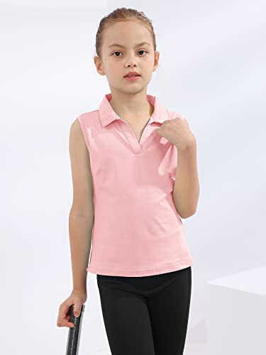 Girls Polo Shirt Pink Golf Shirts Size 8 10 12 Sleeveless Tennis Activewear Tops For Fishing Running #TOP3