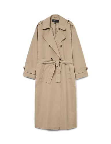Tasche laterali VERO MODA Trench da donna Vmchloe Long, Visone argenteo, M