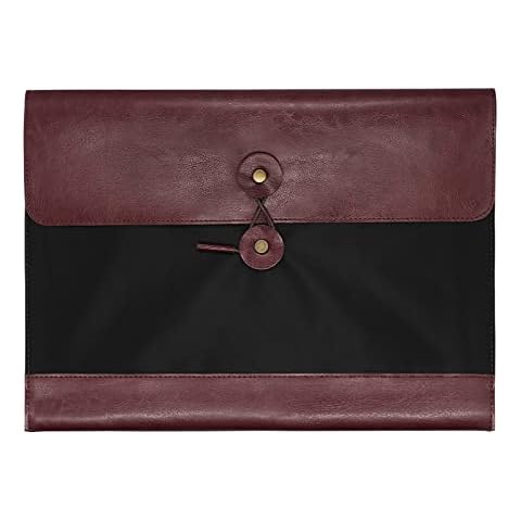 NKTM Premium Faux Leather File Folder Organizer with Expanding Pockets, Brown, 9" x 12" Cover